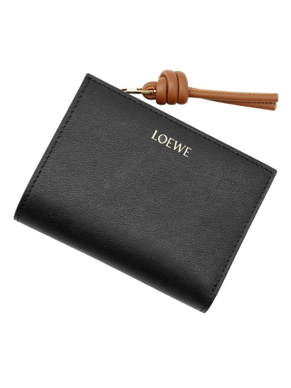 Loewe Bifold Wallet Knot Compact Shiny Napa Calfskin Bicolor Black